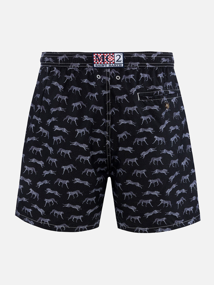 Man lightweight fabric swim-shorts Lighting 70 with micro cheeta print - MC2 Saint Barth