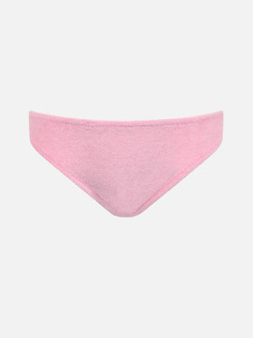 Girl pink terry swim briefs Madame with bow - MC2 Saint Barth