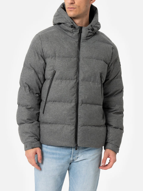 Man mélange grey flannel hooded puffer jacket Maier - MC2 Saint Barth