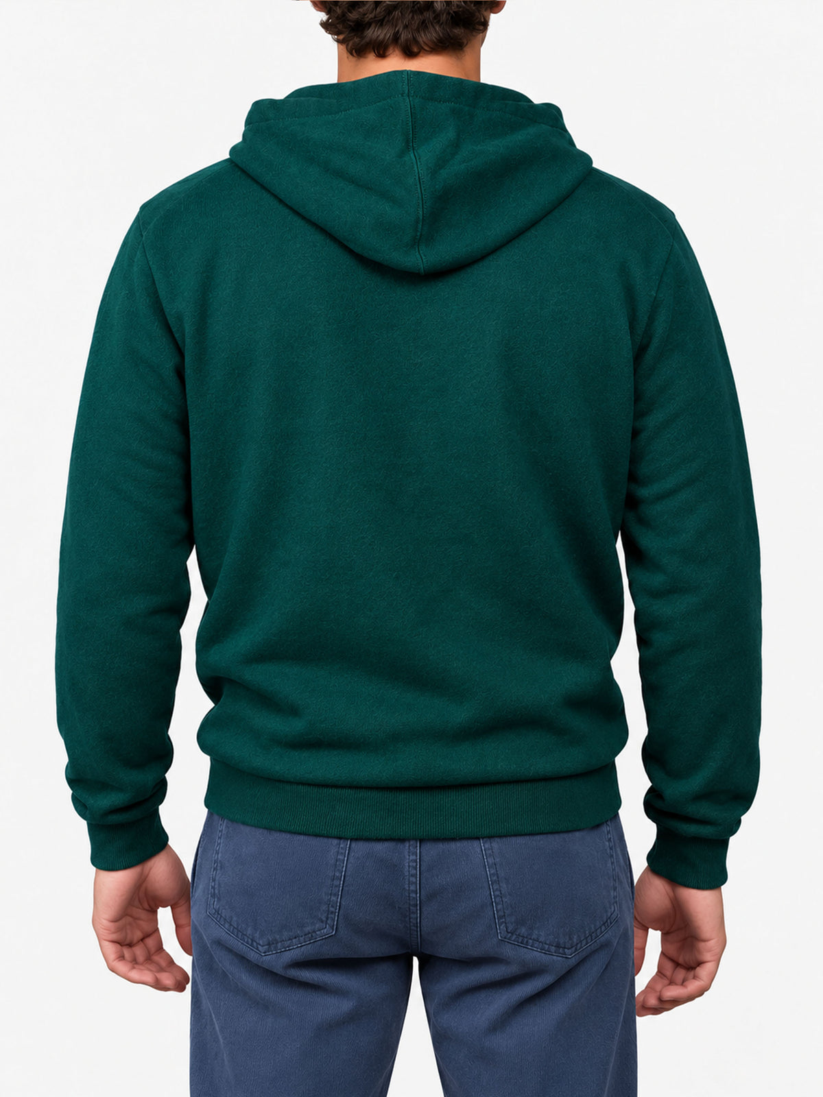 Sudadera con capucha Mahony de lana en color verde liso 