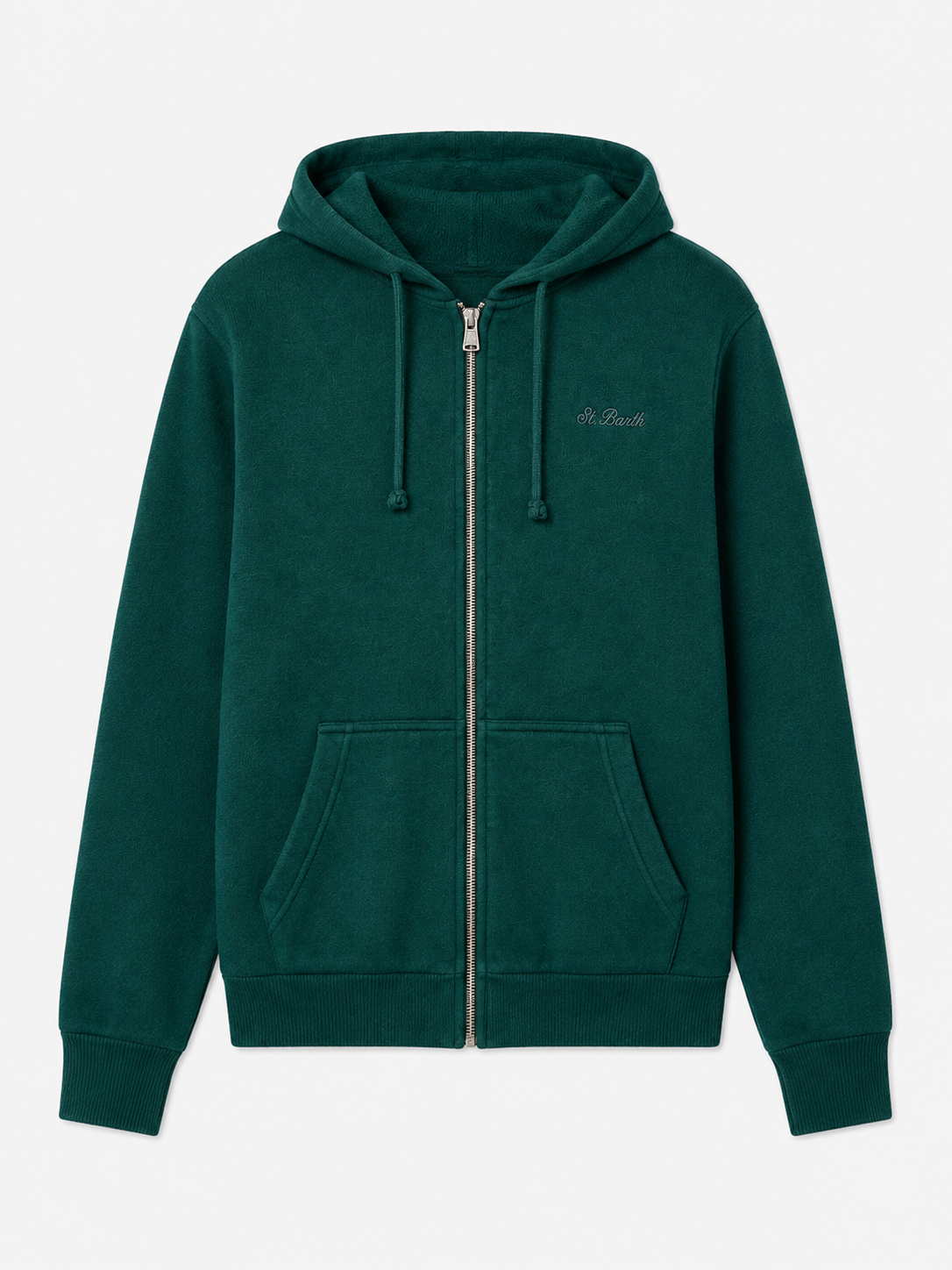 Sudadera con capucha Mahony de lana en color verde liso 
