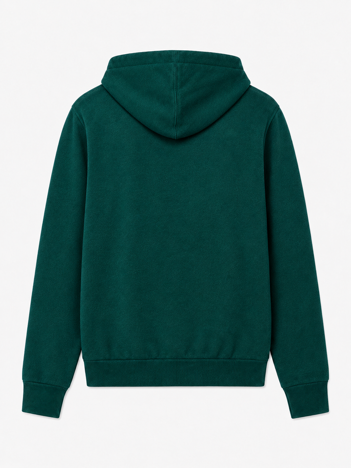 Sudadera con capucha Mahony de lana en color verde liso 