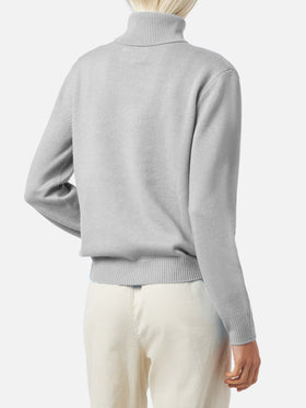Rollkragenpullover Moody aus reiner Kaschmir in Melange-Grau für Damen