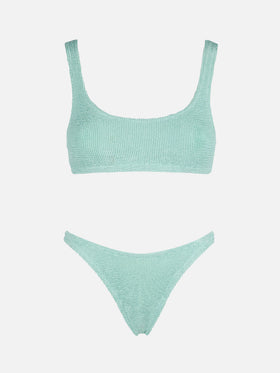 Naima Naomi Crinkle-Bralette-Bikini in Salbeigrün