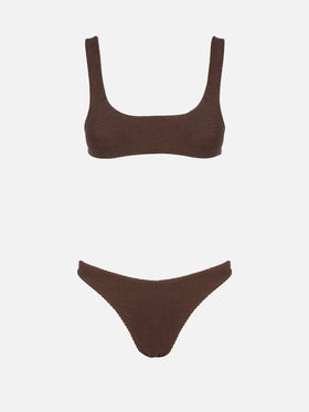 Bikini da donna a bralette marrone crinkle Naima Elise