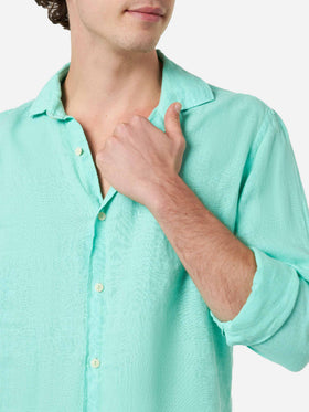 Man mint green linen shirt Pamplona - MC2 Saint Barth