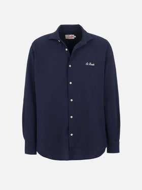 Man seersucker blue cotton shirt Pamplona - MC2 Saint Barth
