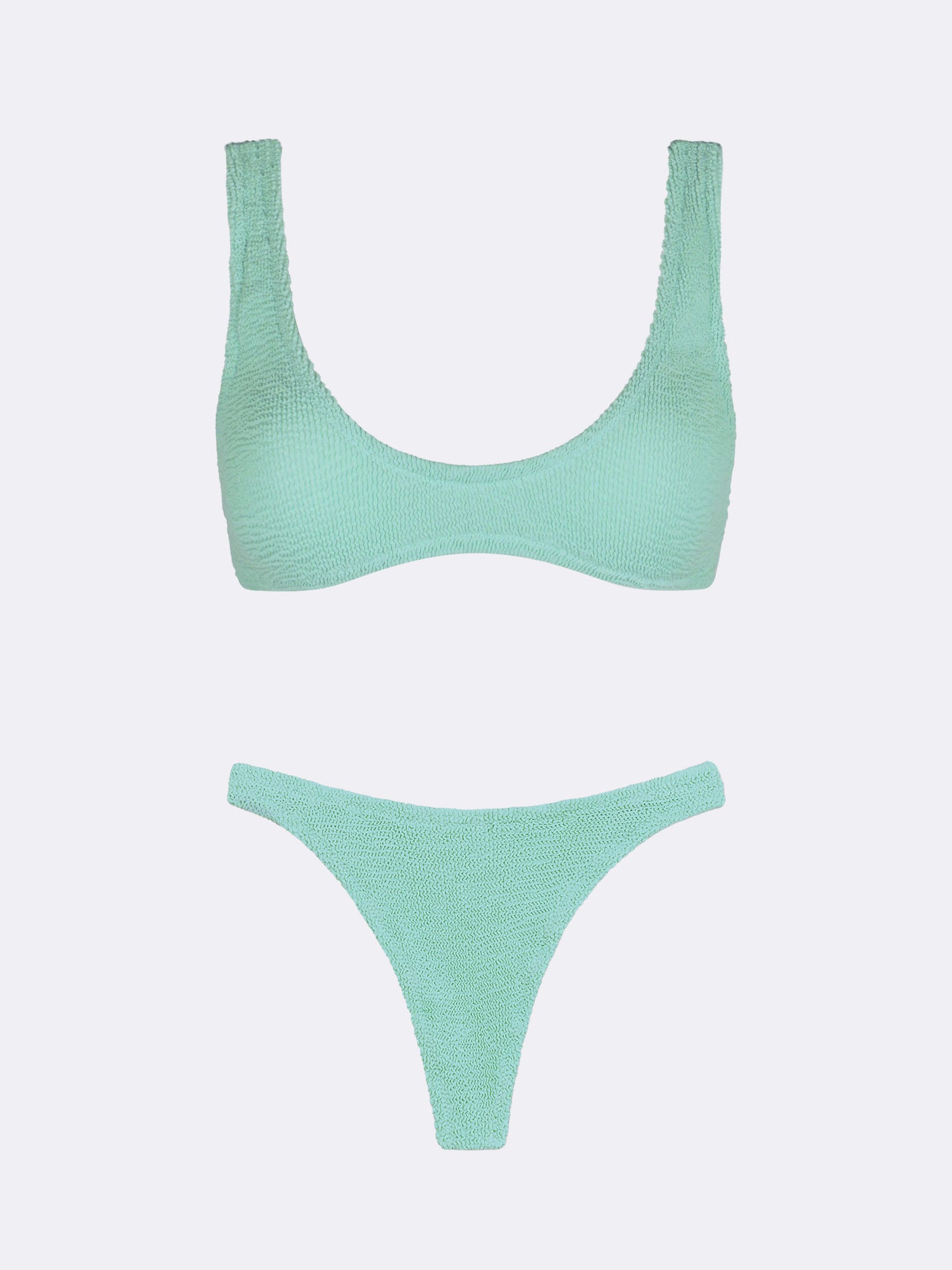 Pamy Naomi Bralette-Bikini aus Crinkle-Stoff in Salbeigrün