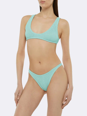 Pamy Naomi Bralette-Bikini aus Crinkle-Stoff in Salbeigrün