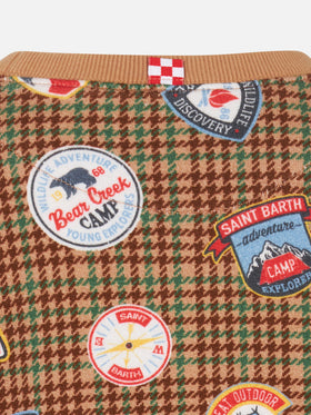 Boy crewneck sweatshirt with patches and pied de poule print - MC2 Saint Barth