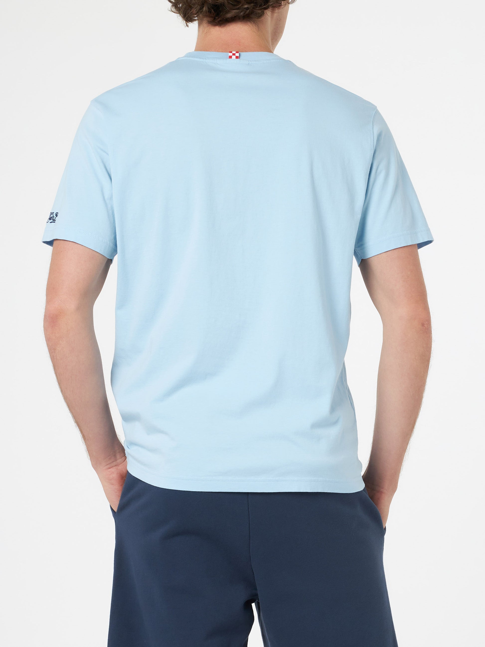 Man classic fit cotton jersey t-shirt Portofino with Mi fai volare embroidery - MC2 Saint Barth