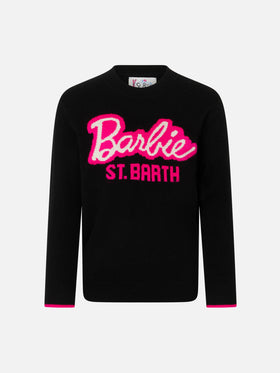 Girl crewneck black sweater with Barbie jacquard | BARBIE SPECIAL EDITION - MC2 Saint Barth