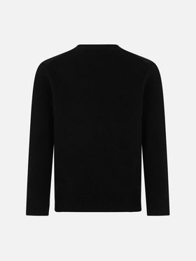 Girl crewneck black sweater with Splendida Splendente rhinestones print | NIKI DJ SPECIAL EDITION - MC2 Saint Barth