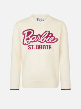Girl crewneck white sweater with Barbie jacquard | BARBIE SPECIAL EDITION - MC2 Saint Barth