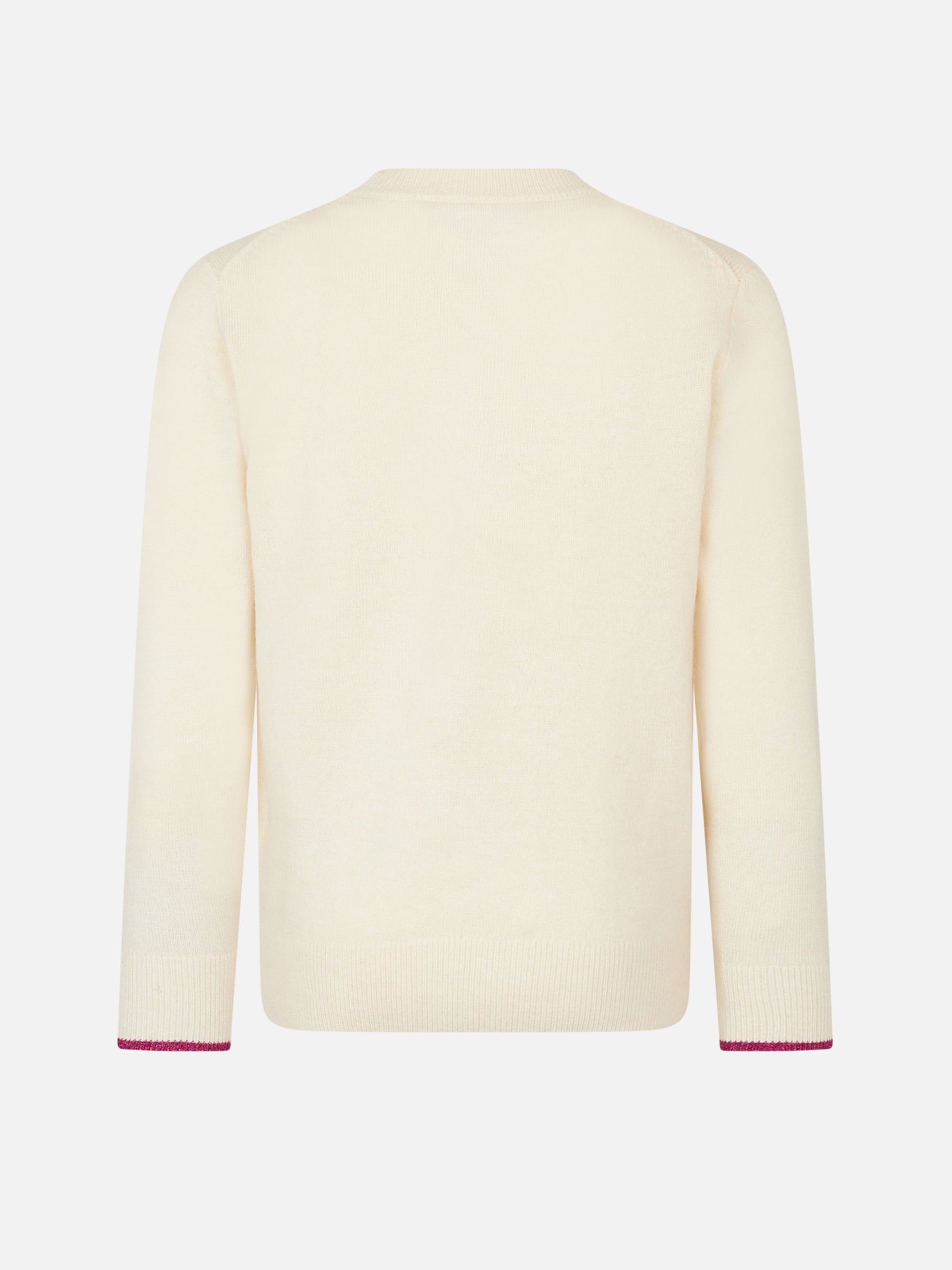 Girl crewneck white sweater with Barbie jacquard | BARBIE SPECIAL EDITION - MC2 Saint Barth