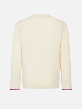 Girl crewneck white sweater with Barbie jacquard | BARBIE SPECIAL EDITION - MC2 Saint Barth