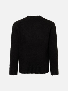Girl crewneck soft sweater with cats crochet patch and Volevo un Gatto Nero embroidery - MC2 Saint Barth