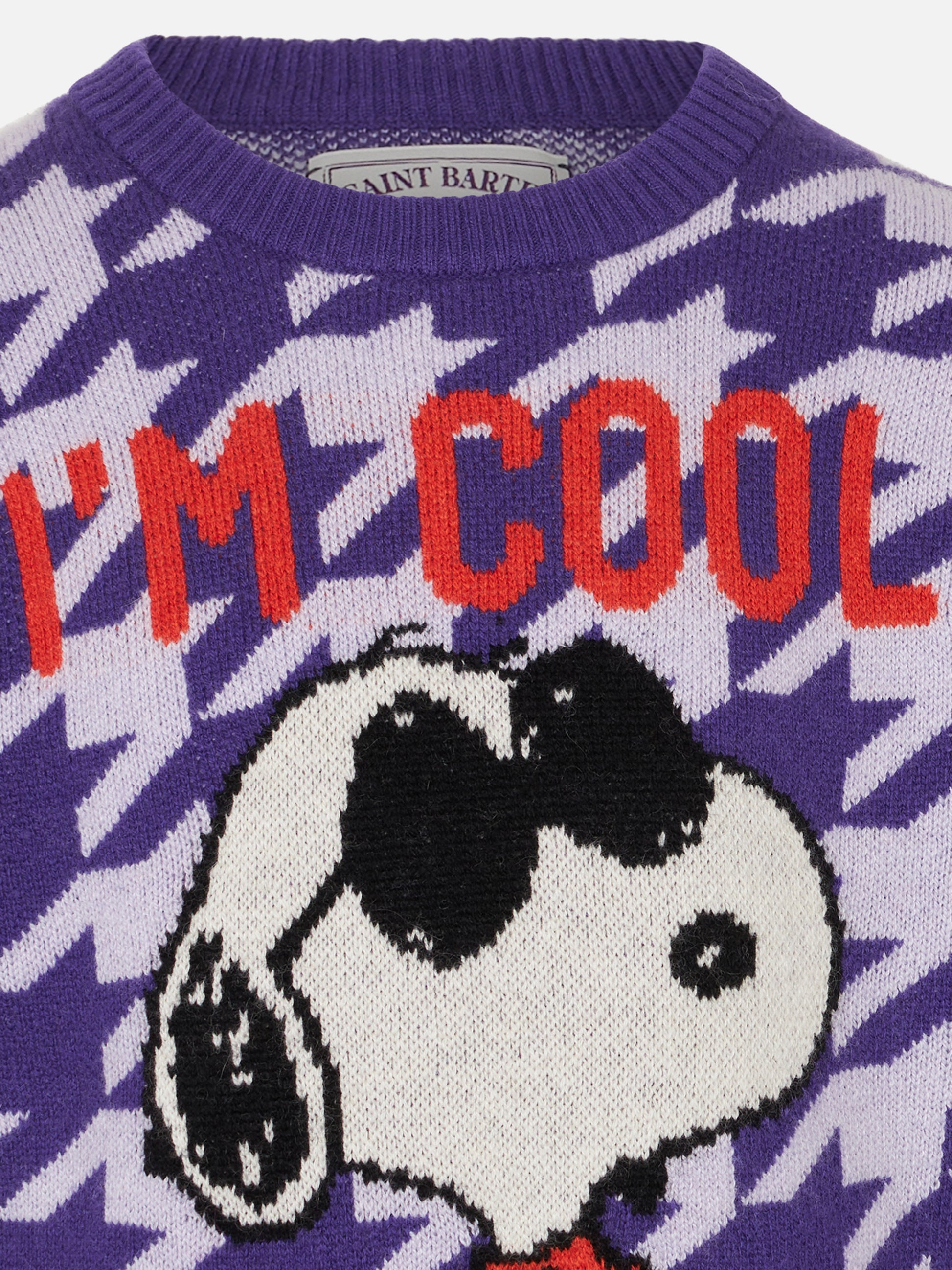 Girl crewneck pied de poule sweater with Snoopy jacquard | SNOOPY PEANUTS™ SPECIAL EDITION - MC2 Saint Barth