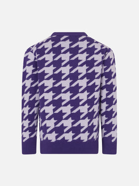 Girl crewneck pied de poule sweater with Snoopy jacquard | SNOOPY PEANUTS™ SPECIAL EDITION - MC2 Saint Barth