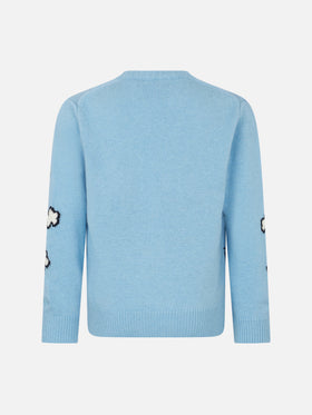 Girl crewneck sweater with New York postcard - MC2 Saint Barth