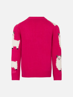 Girl crewneck sweater with L'Am<3ur embroidery - MC2 Saint Barth
