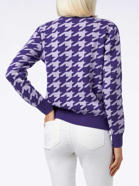 Woman crewneck pied de poule sweater with Snoopy jacquard | SNOOPY PEANUTS™ SPECIAL EDITION - MC2 Saint Barth