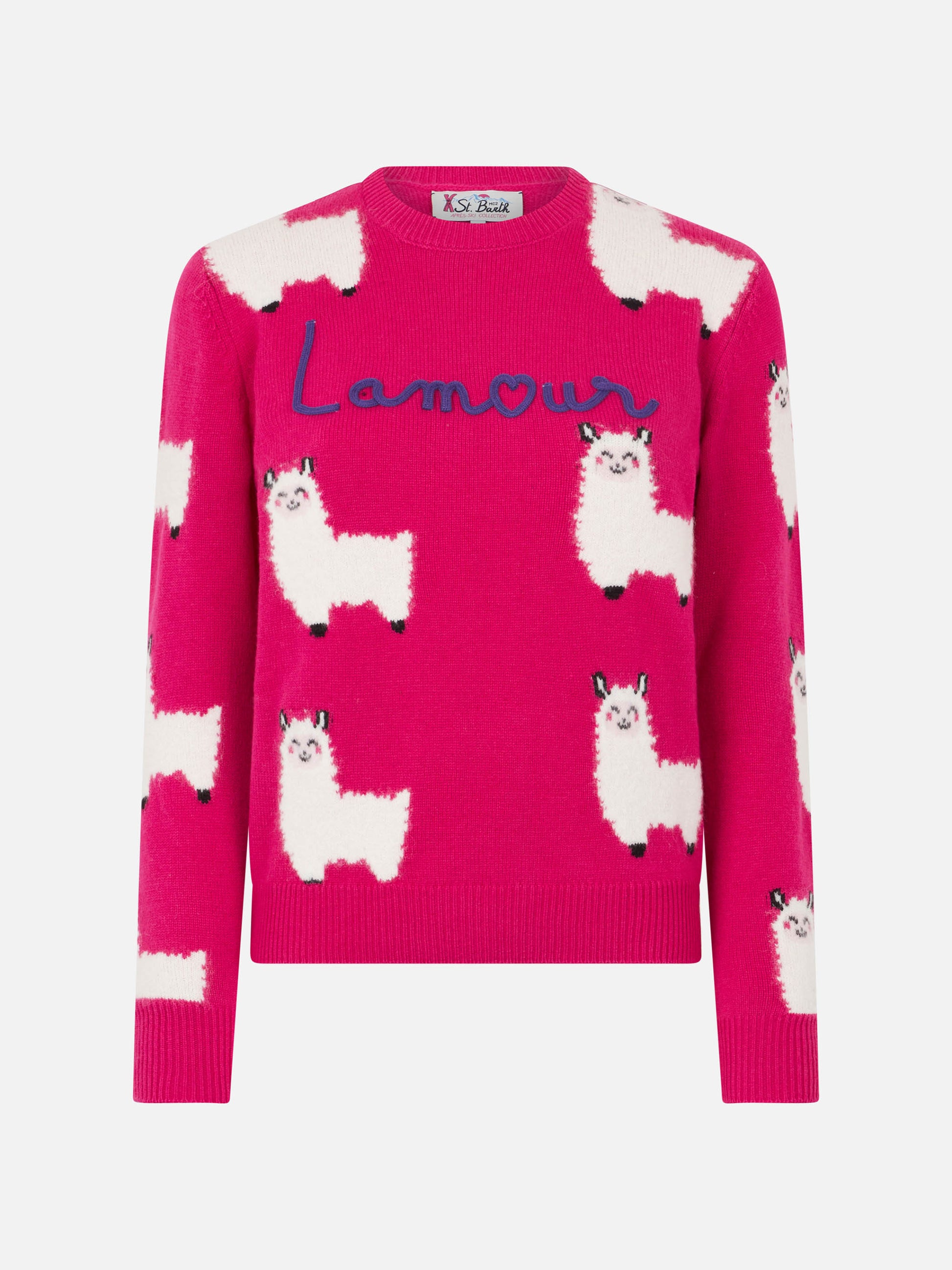 Woman crewneck sweater with L'Am<3ur embroidery - MC2 Saint Barth