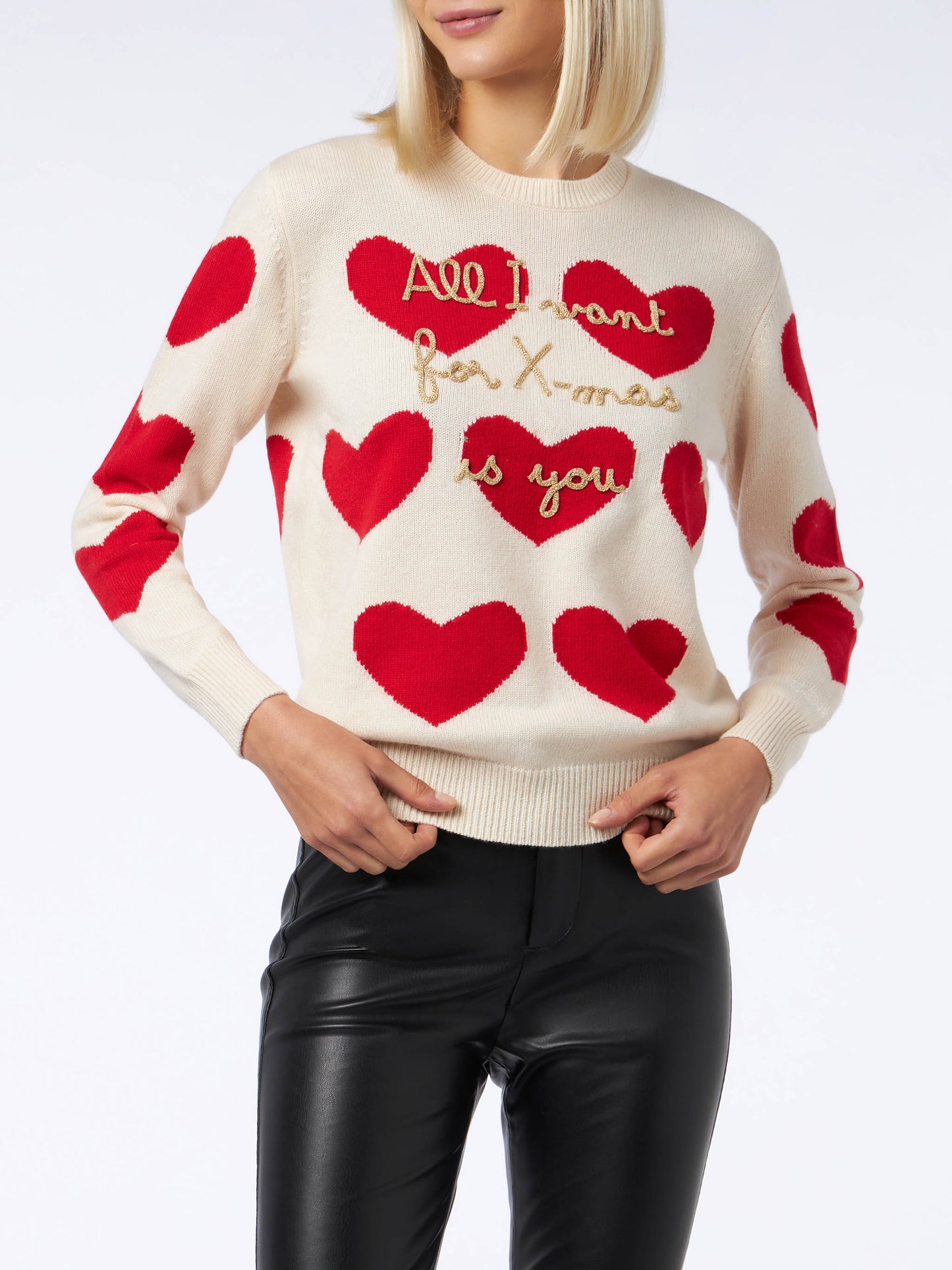 Woman crewneck sweater with All I Want for Xmas is You embroidery - MC2 Saint Barth