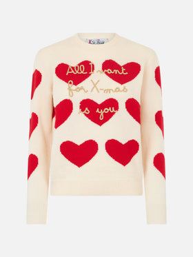 Woman crewneck sweater with All I Want for Xmas is You embroidery - MC2 Saint Barth
