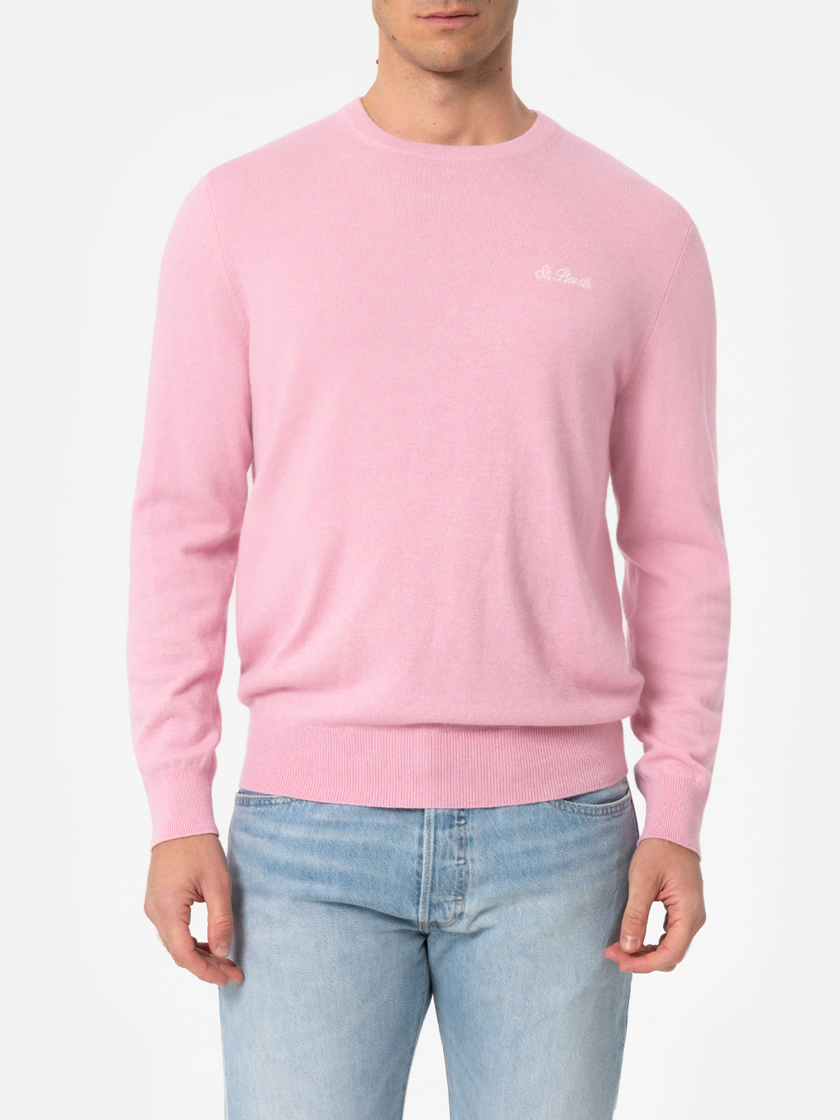 Man pink cashmere blend crewneck sweater Regent - MC2 Saint Barth
