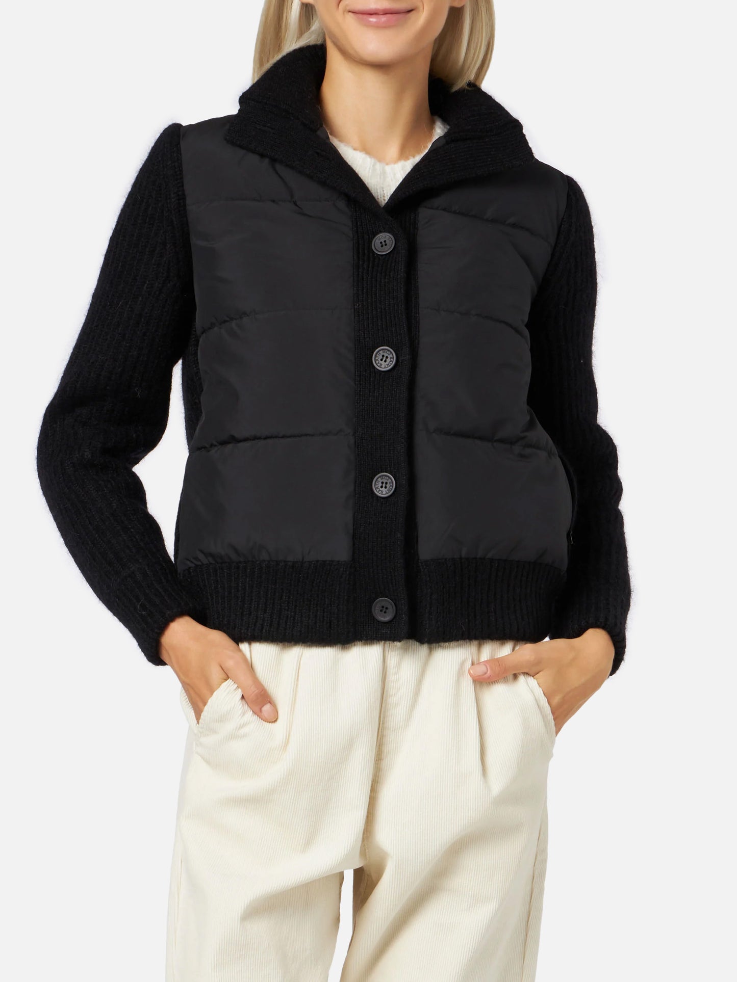 Wattierte Damenjacke mit Strickärmeln