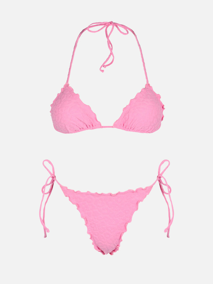 Bikini a triangolo classico Sagittarius Miami in rilievo con stampa animalier