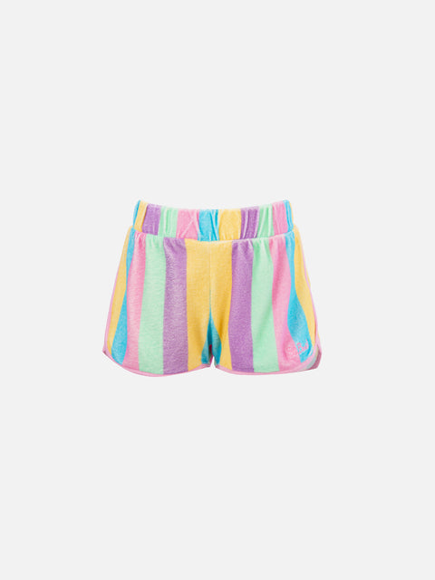 Girl multicolor terry pull up shorts Curly - MC2 Saint Barth