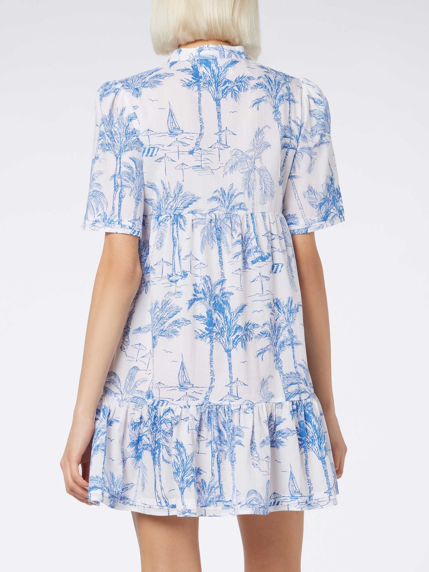 Woman cotton voile short dress Siara with toile de jouy print - MC2 Saint Barth