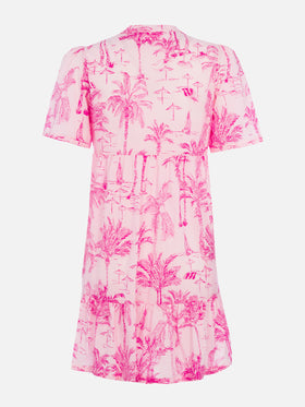Woman cotton voile short dress Siara with toile de jouy print - MC2 Saint Barth