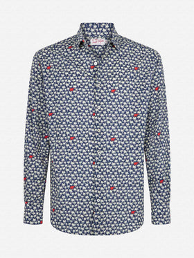 Man muslin cotton Sikelia shirt with palm print - MC2 Saint Barth