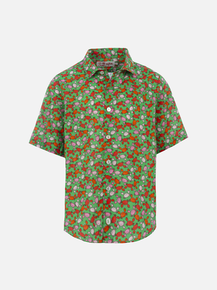 Boy muslin cotton shirt Sharouk with crabs print - MC2 Saint Barth