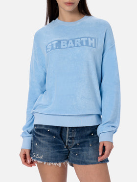 Damen-Sweatshirt Stardust aus hellblauem Frottee-Baumwollstoff 