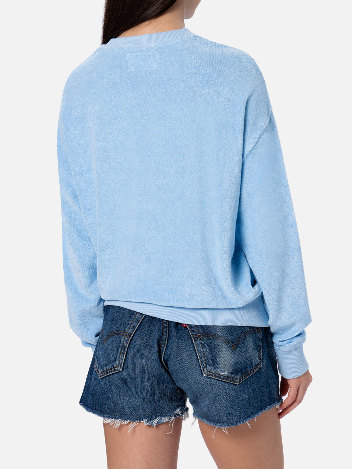 Damen-Sweatshirt Stardust aus hellblauem Frottee-Baumwollstoff 