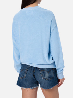Damen-Sweatshirt Stardust aus hellblauem Frottee-Baumwollstoff 