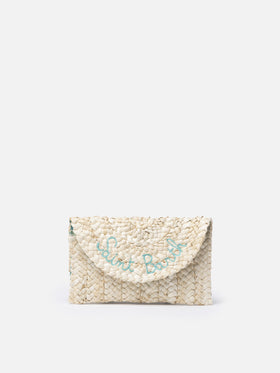 Clutch Straw Envelope mit Saint Barth-Stickerei 