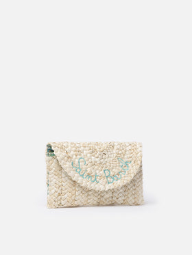 Clutch Straw Envelope mit Saint Barth-Stickerei 