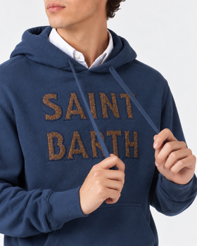 Sudadera con capucha azul Tribeca con parche 