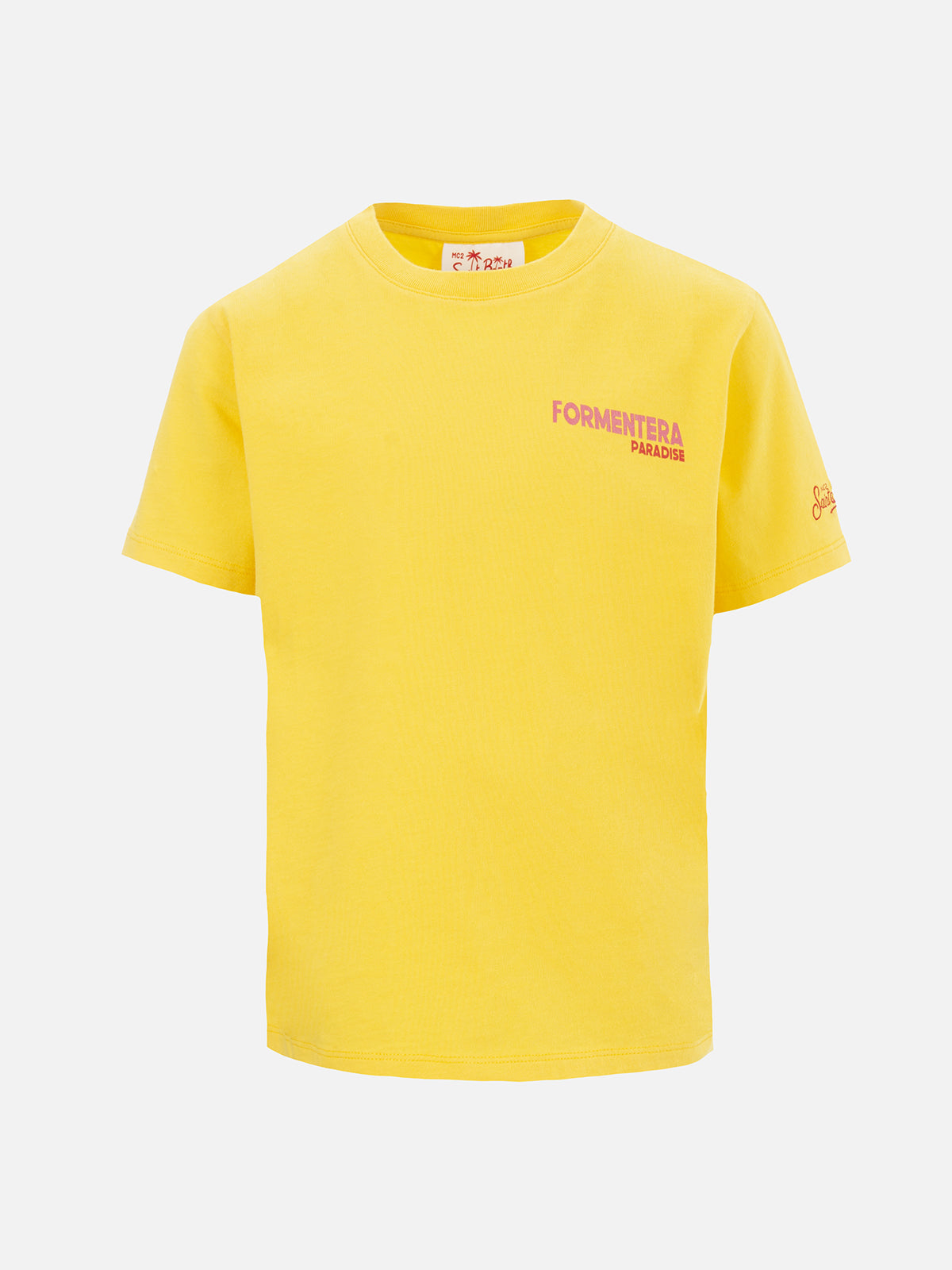 Boy cotton t-shirt with Formentera postcard print - MC2 Saint Barth