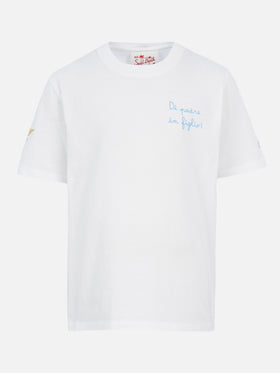 Cotton t-shirt with Di Padre in Figlio embroidery | SS LAZIO SPECIAL EDITION - MC2 Saint Barth