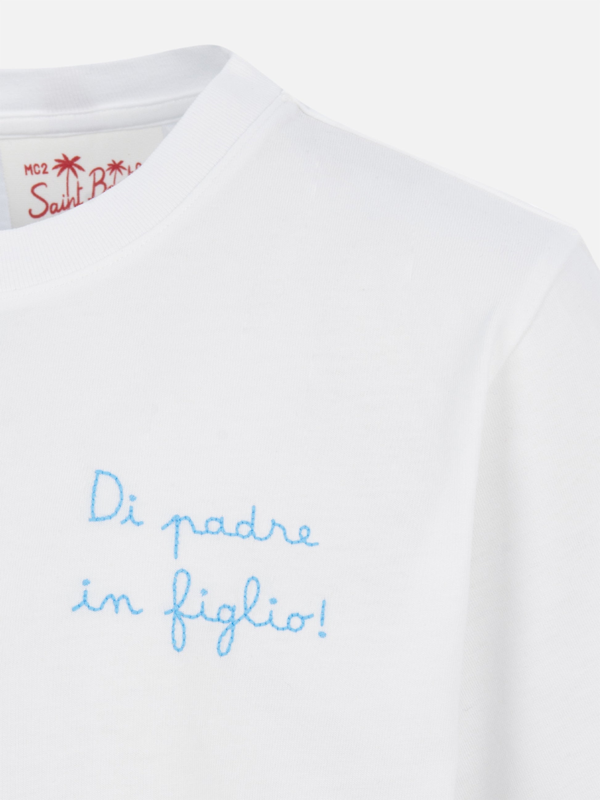 Cotton t-shirt with Di Padre in Figlio embroidery | SS LAZIO SPECIAL EDITION - MC2 Saint Barth