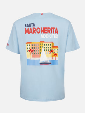 Man cotton t-shirt with Santa Margherita Addicted postcard placed print - MC2 Saint Barth