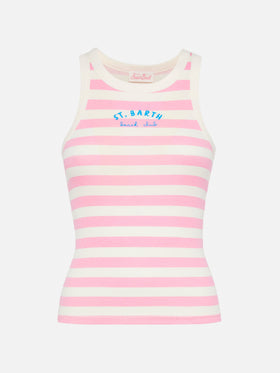 Ada striped ribbed cotton tank top - MC2 Saint Barth