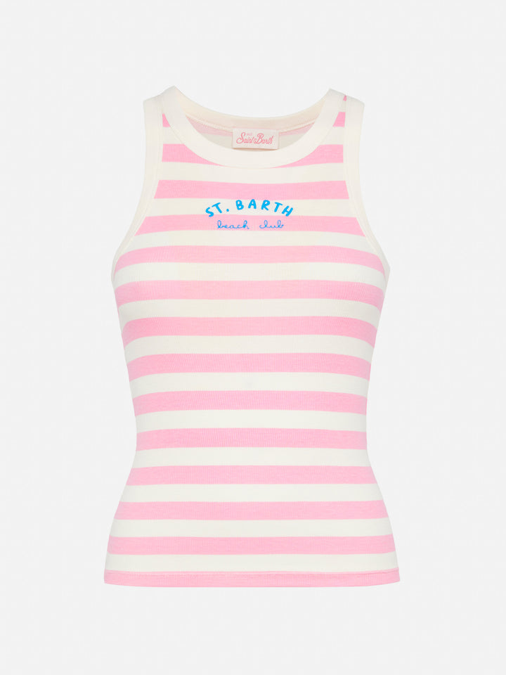 Ada striped ribbed cotton tank top - MC2 Saint Barth