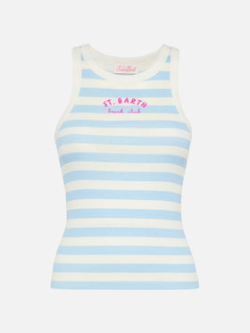 Ada striped ribbed cotton tank top - MC2 Saint Barth